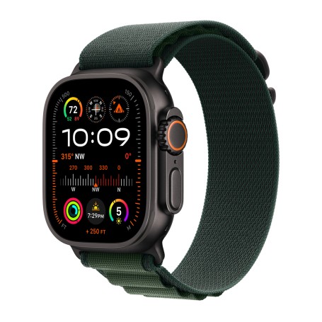 Apple Watch Ultra 2 49mm Cellular - Fekete Titánium-Alpesi Szíj-Sötétzöld) (M Gyártói garancia